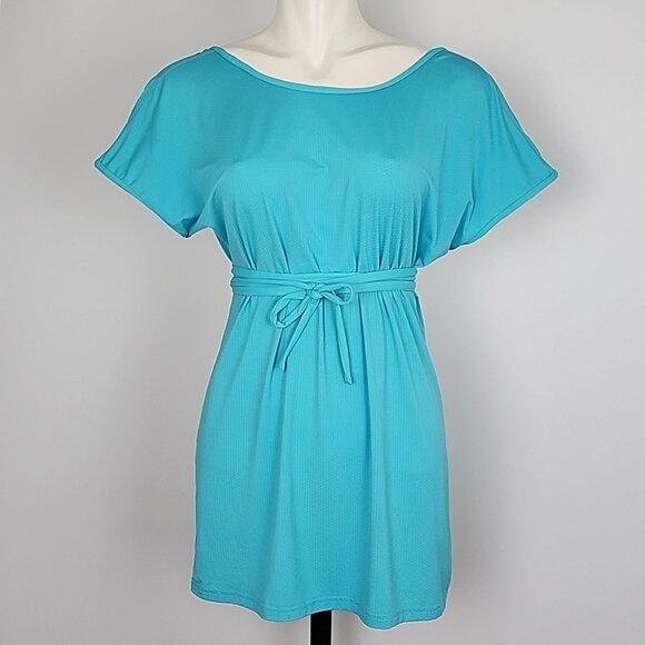 Lululemon Women's Dance Chill Wrap Short Sleeves Top Aqua Convertible Size 8 - Picture 2 of 10